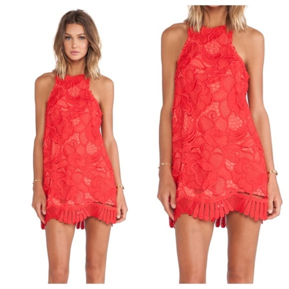 Lovers + friends unworn red lace dress